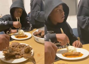 EISH WENA: Young boy eats Pap with chopsticks, video leaves SA confused