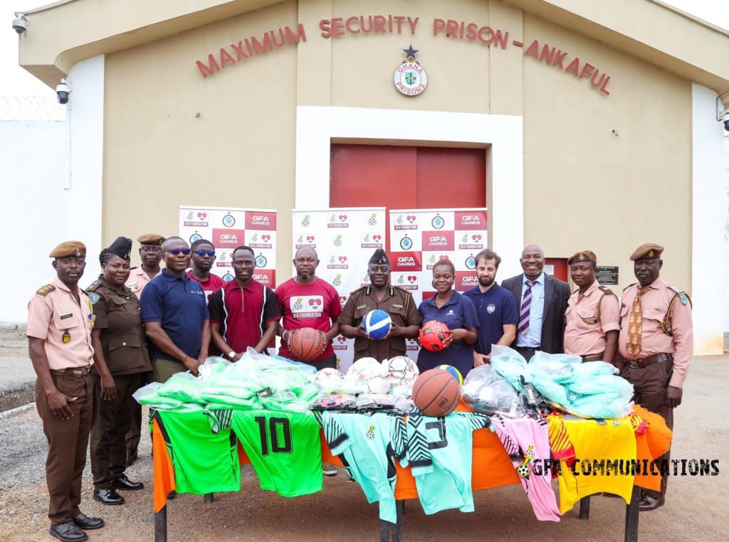 GFA and UNODC present sports equipment to Ankaful Maximum Security Prison