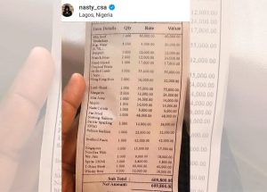 Nasty C spends over ₦600 000 on food in Lagos