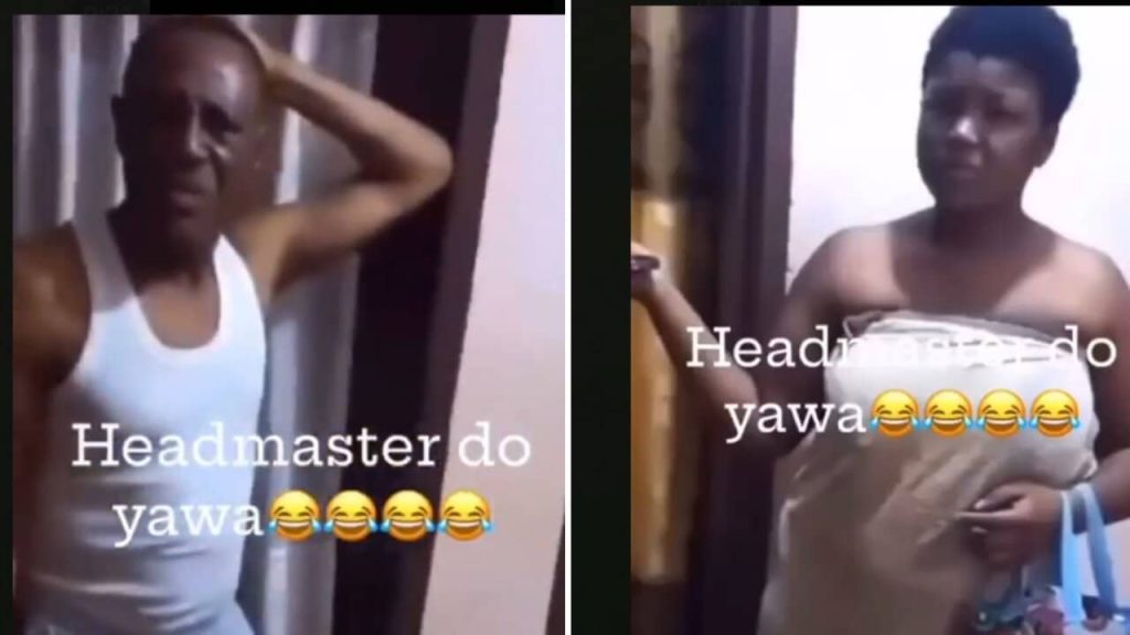 GH wife returns from trip to catch husband headmaster ontop of his female student