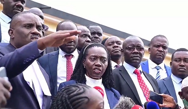 Martha Karua protests rigorous body searches by army at Court Martial