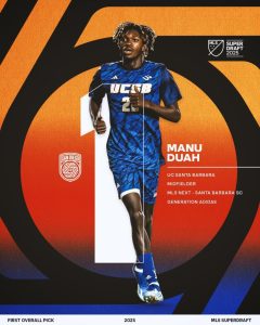 Manu Duah makes history as No. 1 Overall Pick in 2025 MLS SuperDraft